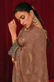 Moga Checks Silk Digital Print With Embroidered Salwar Kameez